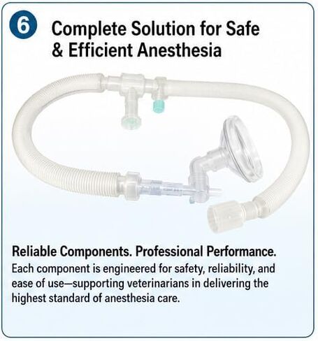 Veterinary Anesthesia Breathing Circuit - Dual Limb Corrugated Tubing with Standard 22mm Connectors & ETCO2 Sampling Port - Professional Animal Ventilator Hose for Veterinary Clinics in Kuwait