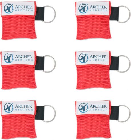 CPR Mask for Pocket or Key Chain, CPR Emergency Face Shield with One-Way Valve Breathing Barrier for First Aid or AED Training, Archer MedTech (6) in Kuwait