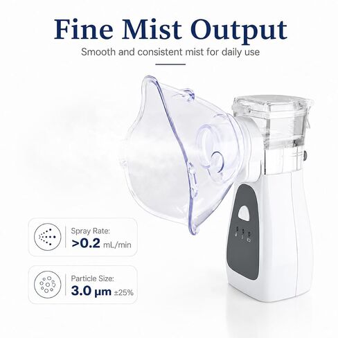 Portable Nebulizer for Adults and Kids, Handheld Nebulizer Machine with Adult and Child Masks, Mouthpiece, USB Cable and Storage Bag for Home and Travel Use in Kuwait