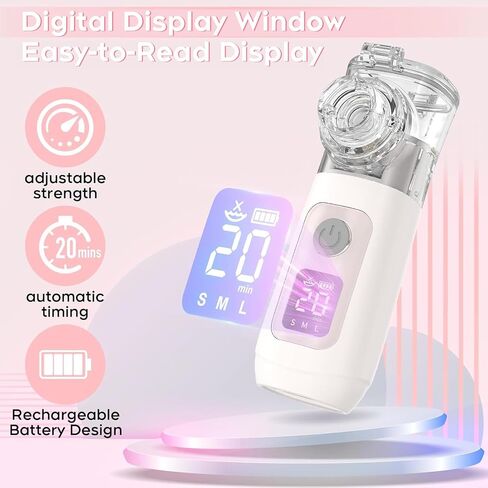 Smart Digital Display Portable Nebulizer for Adults and Kids, Portable - Rechargeable for Travel and Home Use-NE07-0519-A5 in Kuwait
