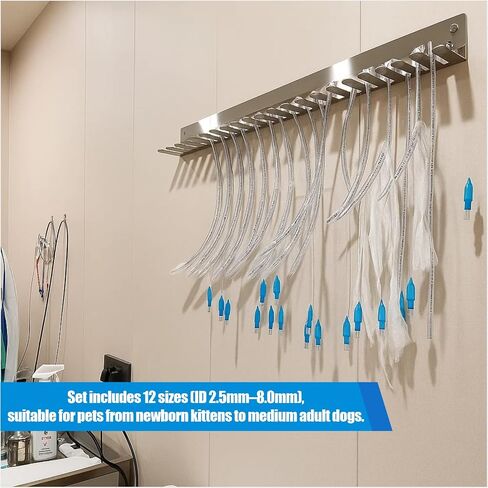 Veterinary Endotracheal Tube Set, Disposable Cuffed ET Tubes with Murphy Eye for Animals, Veterinary Intubation Tubes for Dogs & Cats, Clear Markings for Accurate Placement, (2.5–8.0mm), 12pcs in Kuwait