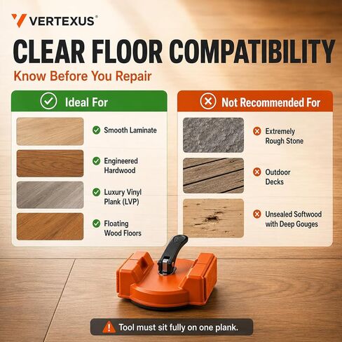 Floor Gap Fixer Tool, Cast Iron Floor Gap Repair Tool with Dual-Sided Tapping Surfaces, 4.65 in Suction Cup & 5 Sticky Pads for Floating Laminate, Vinyl Plank, LVP & Smooth Wood in Kuwait