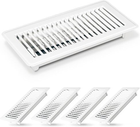 Floor Register, 4 x 10 inch Vent Covers for Home Floor, Adjustable Air Vent Covers Ceiling Vent Magnetic PVC Screen Cover Filter Vent Screen Traps Debris, White 2 Pcs in Kuwait