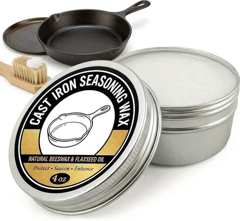 Cast Iron Seasoning Wax for Skillet Griddle, Carbon Steel Seasoning Conditioner for Cookware Seasoning and Care in Kuwait