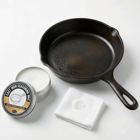Cast Iron Seasoning Wax for Skillet Griddle, Carbon Steel Seasoning Conditioner for Cookware Seasoning and Care in Kuwait