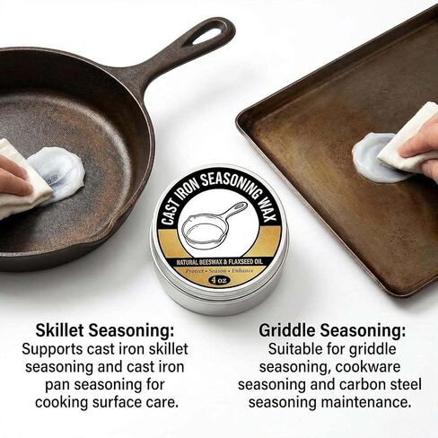 Cast Iron Seasoning Wax for Skillet Griddle, Carbon Steel Seasoning Conditioner for Cookware Seasoning and Care in Kuwait