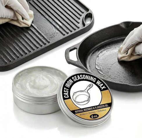 Cast Iron Seasoning Wax for Skillet Griddle, Carbon Steel Seasoning Conditioner for Cookware Seasoning and Care in Kuwait