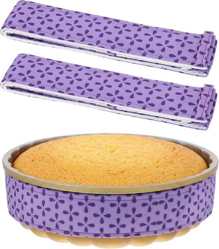 2 Pcs Cake Strips, Cake Pan Strips Thick Cotton Cakes Pan Wrapping Strip for Even Baking, Ideal for Bakery, Kitchen, And Restaurant Use (Purple) in Kuwait
