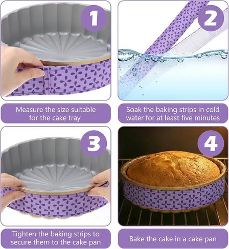 2 Pcs Cake Strips, Cake Pan Strips Thick Cotton Cakes Pan Wrapping Strip for Even Baking, Ideal for Bakery, Kitchen, And Restaurant Use (Purple) in Kuwait