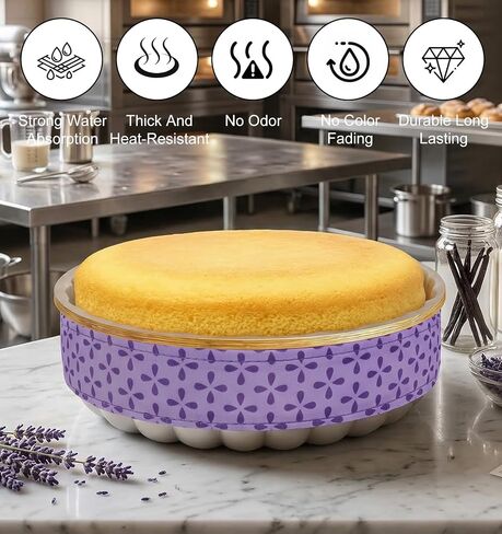2 Pcs Cake Strips, Cake Pan Strips Thick Cotton Cakes Pan Wrapping Strip for Even Baking, Ideal for Bakery, Kitchen, And Restaurant Use (Purple) in Kuwait