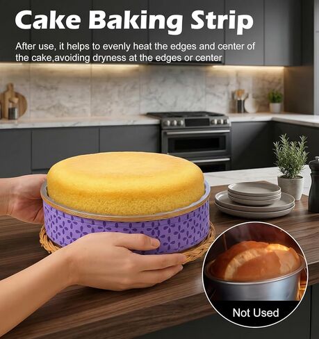 2 Pcs Cake Strips, Cake Pan Strips Thick Cotton Cakes Pan Wrapping Strip for Even Baking, Ideal for Bakery, Kitchen, And Restaurant Use (Purple) in Kuwait