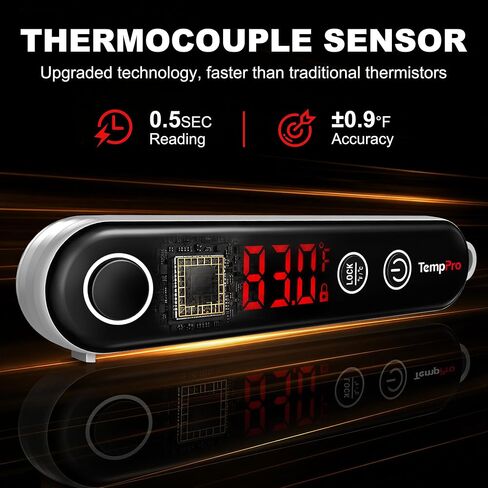 TempPro TP18 Thermocouple 0.5 Sec Instant Read Meat Thermometer Digital, Cooking Food Thermometer for Grill, BBQ, Smoker, Deep Fry, Candy, Bakeware-Fathers Day Gift for Dad(Previously ThermoPro) in Kuwait