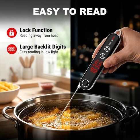 TempPro TP18 Thermocouple 0.5 Sec Instant Read Meat Thermometer Digital, Cooking Food Thermometer for Grill, BBQ, Smoker, Deep Fry, Candy, Bakeware-Fathers Day Gift for Dad(Previously ThermoPro) in Kuwait