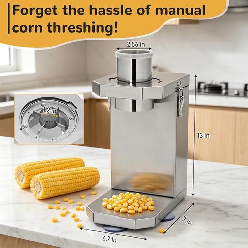 Electric Corn Thresher Machine, Commercial Corn Sheller with 40W Motor & Stainless Steel Blade, 6.5cm Wide Chute for Fresh/Cooked Corn, Easy Clean & Portable for Home Kitchen Farm Use in Kuwait