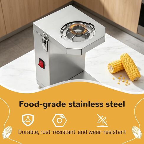 Electric Corn Thresher Machine, Commercial Corn Sheller with 40W Motor & Stainless Steel Blade, 6.5cm Wide Chute for Fresh/Cooked Corn, Easy Clean & Portable for Home Kitchen Farm Use in Kuwait