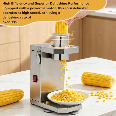 Electric Corn Thresher Machine, Commercial Corn Sheller with 40W Motor & Stainless Steel Blade, 6.5cm Wide Chute for Fresh/Cooked Corn, Easy Clean & Portable for Home Kitchen Farm Use in Kuwait