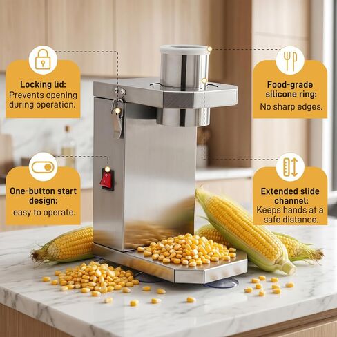 Electric Corn Thresher Machine, Commercial Corn Sheller with 40W Motor & Stainless Steel Blade, 6.5cm Wide Chute for Fresh/Cooked Corn, Easy Clean & Portable for Home Kitchen Farm Use in Kuwait