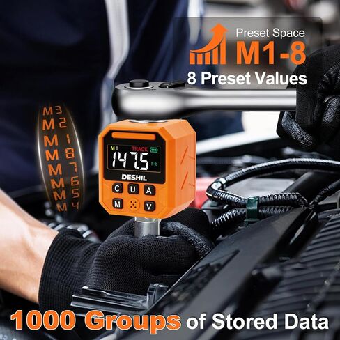 DESHIL 1/2" Digital Torque Adapter Set, 7.4-147.5 Ft.lb/10-200 N.m Digital Torque Wrench Adapter with Buzzer & LED Alert, 1000 Data Storage, 8 Preset Values for Automotive Car Motorcycle Repair in Saudi Arabia