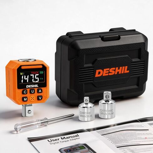 DESHIL 1/2" Digital Torque Adapter Set, 7.4-147.5 Ft.lb/10-200 N.m Digital Torque Wrench Adapter with Buzzer & LED Alert, 1000 Data Storage, 8 Preset Values for Automotive Car Motorcycle Repair in Saudi Arabia