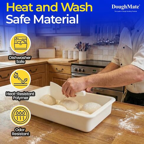 DoughMate® EZ-Lift™ Dough Scraper (2-Pack) – NSF Certified, BPA-Free Plastic Bench Scraper, Non-Scratch Dough Cutter for Pizza, Bread & Sourdough, Ergonomic Handle, Made in USA in Kuwait