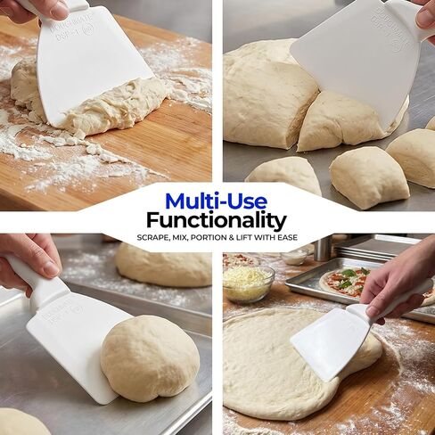 DoughMate® EZ-Lift™ Dough Scraper (2-Pack) – NSF Certified, BPA-Free Plastic Bench Scraper, Non-Scratch Dough Cutter for Pizza, Bread & Sourdough, Ergonomic Handle, Made in USA in Kuwait