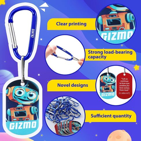 Novabright 50 Pcs VBS 2026 Bible Memory Mission Tags and Carabiners for 25 Kids Galaxy Religious Scripture 2026 Vbs Labels for Vacation Bible School Church Sunday School Prizes Supplies in Kuwait