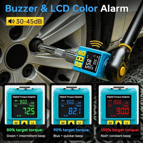 1/2" Digital Torque Adapter, (±1% Accuracy, 7.4-150Ft-lb) Digital Torque Wrench Adapter for Auto, with Upgrade Color Display, Versatile Meter - Smart Alert | Peak/Track | Preset | Store/Delete(203N.m) in Kuwait