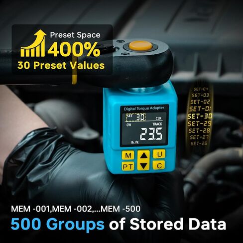 1/2" Digital Torque Adapter, (±1% Accuracy, 7.4-150Ft-lb) Digital Torque Wrench Adapter for Auto, with Upgrade Color Display, Versatile Meter - Smart Alert | Peak/Track | Preset | Store/Delete(203N.m) in Kuwait