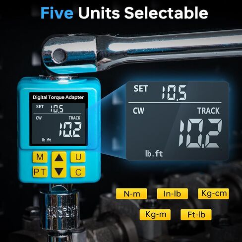 1/2" Digital Torque Adapter, (±1% Accuracy, 7.4-150Ft-lb) Digital Torque Wrench Adapter for Auto, with Upgrade Color Display, Versatile Meter - Smart Alert | Peak/Track | Preset | Store/Delete(203N.m) in Kuwait