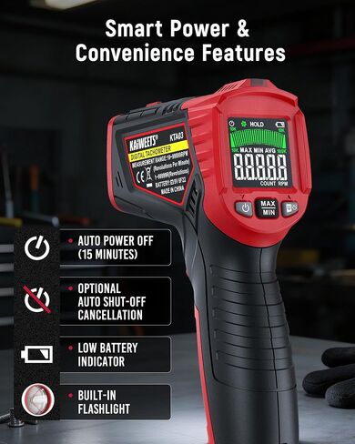 KAIWEETS Laser Tachometer Digital RPM Meter Non Contact Motor Speed Tester 10-99999 RPM, Handheld Tachometer with Large LCD Display, Max Min Memory, Reflective Tape for Engines Motors Fans in Saudi Arabia