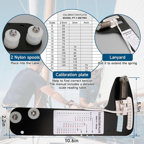 Sailboat Rigging Tension Gauge, PT-1M Professional Hands-Free Wire Rope & Marine Rigging Tool, Accurately Tune 2.55mm,3mm,4mm Rigging Cables, Range 0-360kg (0-800 lbs) in Saudi Arabia