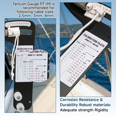 Sailboat Rigging Tension Gauge, PT-1M Professional Hands-Free Wire Rope & Marine Rigging Tool, Accurately Tune 2.55mm,3mm,4mm Rigging Cables, Range 0-360kg (0-800 lbs) in Saudi Arabia