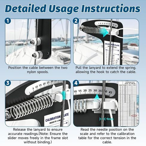Sailboat Rigging Tension Gauge, PT-1M Professional Hands-Free Wire Rope & Marine Rigging Tool, Accurately Tune 2.55mm,3mm,4mm Rigging Cables, Range 0-360kg (0-800 lbs) in Saudi Arabia