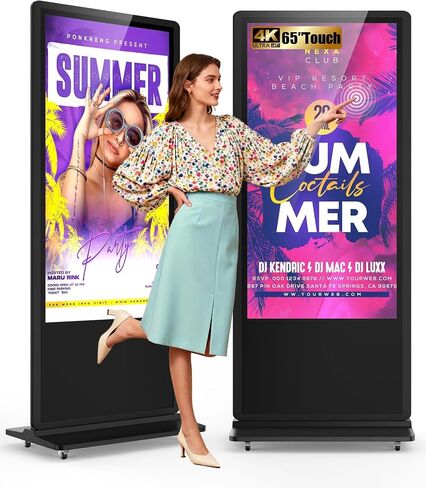 HARZHI 43 Inch 4K UHD Digital Signage Kiosk, Floor Standing Digital Poster Kiosk, Indoor Advertising Display Screen with Android OS, HDMI/USB/WiFi in Kuwait