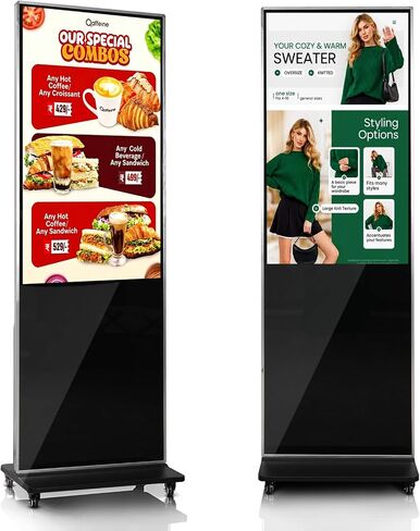 كشك عرض لافتات رقمية مقاس 43 بوصة إعلان قائم على الأرضية | تخزين 4K Android 14 4 + 32، مدخل USB WiFi HDMI Bluetooth، شاشة مقسمة ذكية، CMS مجاني، 700 شمعة في المتر المربع، عمر أكثر من 50000 ساعة in Kuwait
