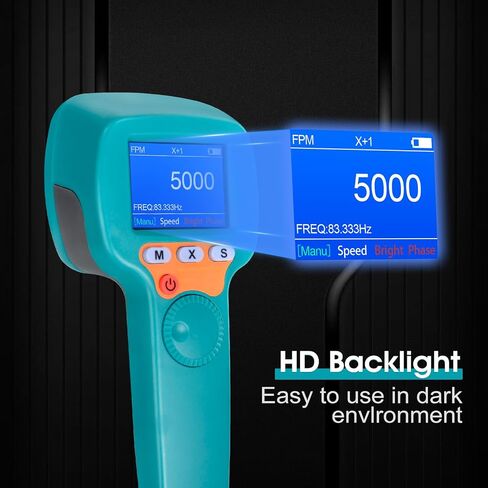 Digital Handheld Stroboscope 60-999,999 FPM/Hz Non Contact Strobe Tachometer, Adjustable Flash Rate LED RPM Meter with 0.001% High Accuracy for Motor, Fan, HVAC, Car, Industrial - RQ-DT100B in Saudi Arabia