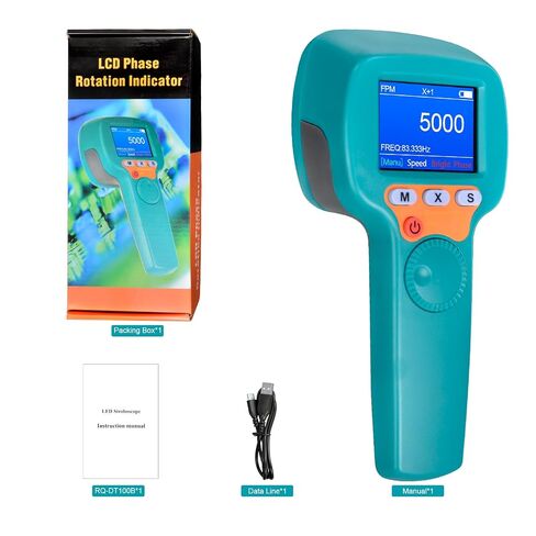 Digital Handheld Stroboscope 60-999,999 FPM/Hz Non Contact Strobe Tachometer, Adjustable Flash Rate LED RPM Meter with 0.001% High Accuracy for Motor, Fan, HVAC, Car, Industrial - RQ-DT100B in Saudi Arabia