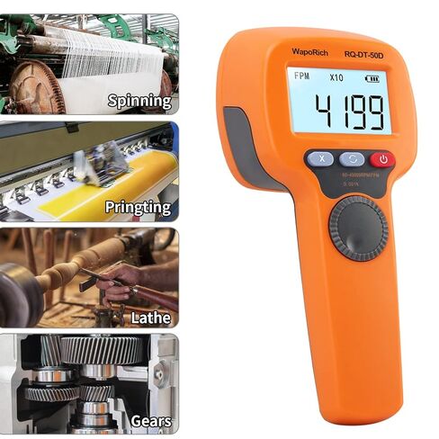 Digital Handheld Stroboscope, Digital Stroboscope 60-49999 FPM Non Contact Strobe Tachometer High Accuracy 0.001% Rechargeable LED Flash Strobe Tachometer for HVAC Motor Printing Spinning-DT50D in Saudi Arabia