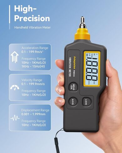 PM63A Vibration Meter Handheld, High-Precision Digital Vibration Tester, 20-Hour Continuous Runtime for Predictive Maintenance & Motor Analysis in Saudi Arabia