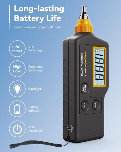 PM63A Vibration Meter Handheld, High-Precision Digital Vibration Tester, 20-Hour Continuous Runtime for Predictive Maintenance & Motor Analysis in Saudi Arabia