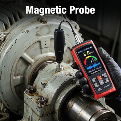 PM633C Portable Digital Vibration Meter, Measurement Analysis Mechanical Equipment Vibration Frequency, Motors, Generators, Pumps, Matches (30Hz-14KHz) ISO 10816 | 【5-in-1 Testing】 Measures vibration parameters and temperature. in Saudi Arabia