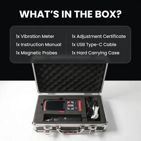 PM633C Portable Digital Vibration Meter, Measurement Analysis Mechanical Equipment Vibration Frequency, Motors, Generators, Pumps, Matches (30Hz-14KHz) ISO 10816 | 【5-in-1 Testing】 Measures vibration parameters and temperature. in Saudi Arabia