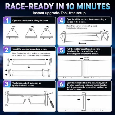 Universal Bezel Free Kit for 21-35" Triple Monitor Setup, Monitor Bezel Hider for Curved & Flat Screens, Optical Refraction Lens for Seamless Display, Compatible with Sim Racing & Flight Sim (1 Pair) in Kuwait