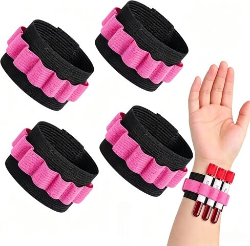 4 Pack Phlebotomy Tube Holder Wristband Blood Draw Tube Bracelet Strap Hold 8 Phlebotomy Tubes Phlebotomist Accessories Phlebotomy Supplies (Pink) in Kuwait