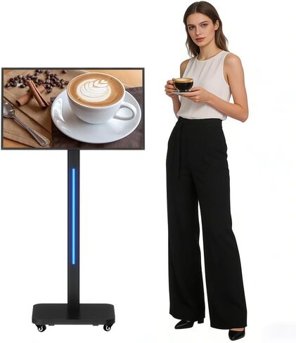 32 Inch Digital Signage Display on Wheels, Portable LCD Touch Digital Kiosk with Adjustable Rolling Stand, Phone App Control Android 14 Advertising Display Poster,HDMI/USB (Non-TouchKiosk) in Kuwait