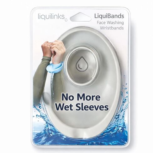 LiquiBands Face Washing Wristbands to Catch Water Drips - Stop Wet Sleeves and Counter Puddles - Silicone Wrist Cuffs for Skincare, Pet Bathing, and Washing Dishes (Midnight Blue, L/XL, 1 Pair) in Kuwait