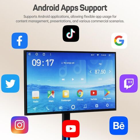32 Inch Digital Signage Display on Wheels, Portable LCD Touch Digital Kiosk with Adjustable Rolling Stand, Phone App Control Android 14 Advertising Display Poster,HDMI/USB (Non-TouchKiosk) in Kuwait