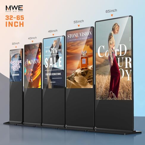 MWE 43 بوصة أرضية داخلية قائمة على اللافتات الرقمية عرض الإعلانات كشك شاشة LCD التجارية الطوطم نظام أندرويد ملصق عمودي مع مشغل الوسائط التلقائي in Kuwait