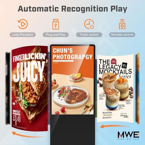 MWE 43 بوصة أرضية داخلية قائمة على اللافتات الرقمية عرض الإعلانات كشك شاشة LCD التجارية الطوطم نظام أندرويد ملصق عمودي مع مشغل الوسائط التلقائي in Kuwait