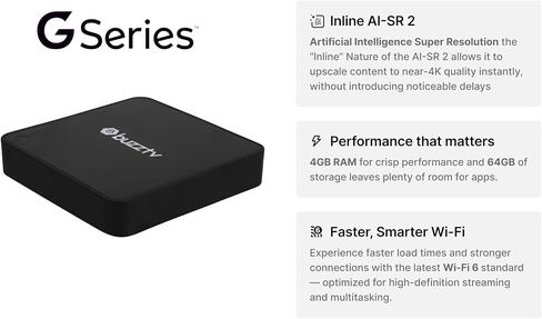 BuzzTV G-Series Google TV Set Top Box | 4GB RAM | 64GB Storage | AI Upscaling | Wi-Fi 6 | Gigabit Ethernet | Voice Remote in Kuwait
